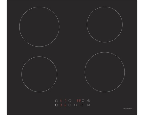 Induktionskochfeld mit vier Kochzonen und digitaler Anzeige