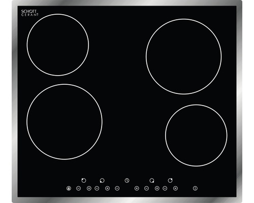 Schwarzes Glaskeramik Kochfeld mit vier Kochzonen