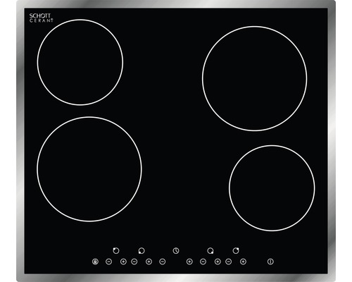 Schwarzes Glaskeramikkochfeld mit vier Kochzonen
