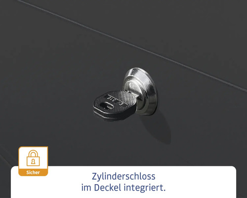 Zylinderschloss mit Schlüssel im Deckel integriert