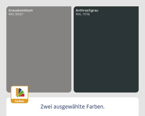 Farbauswahl: Graualuminium RAL 9007 und Anthrazitgrau RAL 7016