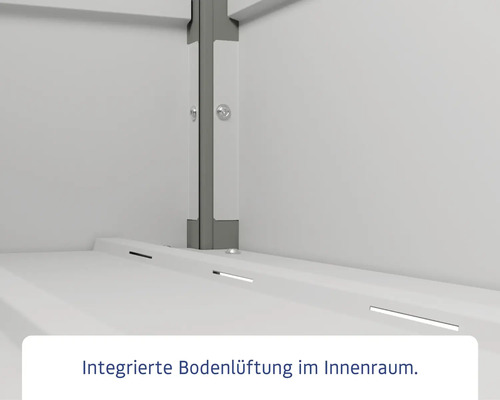 Innenansicht eines Schranks mit integrierter Bodenlüftung