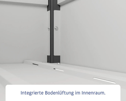 Integrierte Bodenbelüftung im Innenraum eines Schranks.
