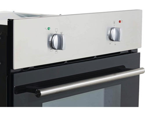 Nahaufnahme eines Einbaubackofens mit Temperaturregler und Funktionswahlschalter