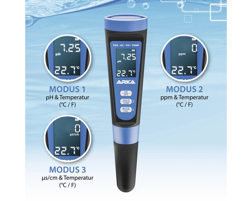 Arka Messgerät zur Bestimmung von pH-Wert, Temperatur und Leitfähigkeit