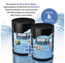 Microbe Lift Sili-Out 2 und Phos-Out 4 zur Silikat- beziehungsweise Phosphatentfernung im Aquarium
