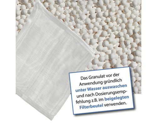 Filterbeutel neben Granulat-Kugeln