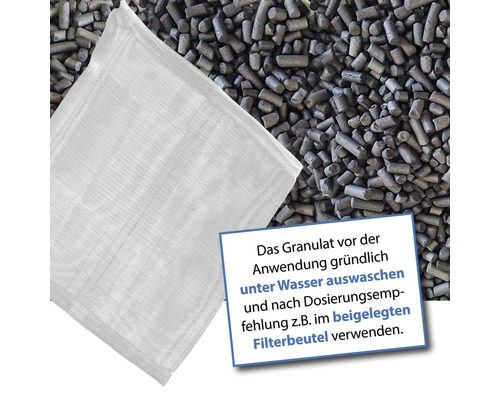 Filterbeutel mit Aktivkohlegranulat und Waschanleitung