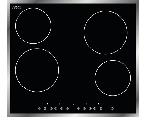 Schwarzes Glaskeramikkochfeld mit vier Kochzonen