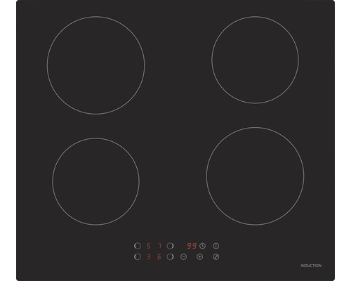 Induktionskochfeld mit vier Kochzonen und digitaler Anzeige