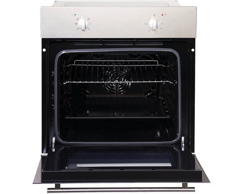 Geöffneter Backofen mit Drehreglern und Innenraumbeleuchtung