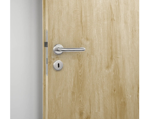 Holztür mit Türgriff und Schlüsselloch