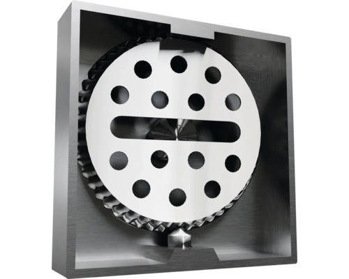 Innenansicht eines Wasserhahnmischers mit Metallscheibe