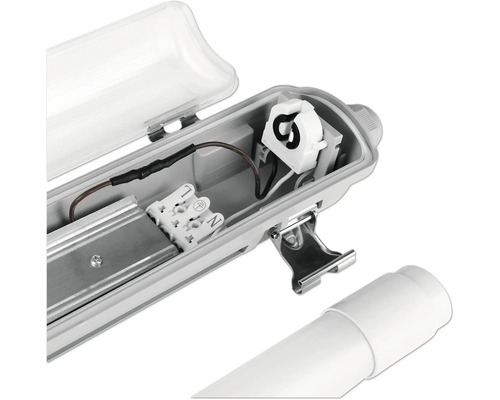 Feuchtraumleuchte zur Montage mit geöffnetem Gehäuse