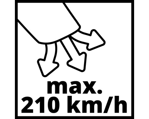 Maximale Luftgeschwindigkeit von 210 Kilometer pro Stunde