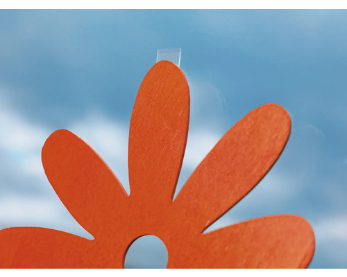 Dekorative Holzblume zur Fensterdekoration mit Klebestreifen