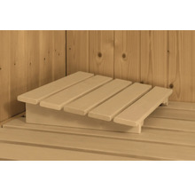 Elementsauna Karibu Alina inkl. 9 kW Ofen u.ext. Steuerung ohne Dachkranz mit bronzierter Ganzglastür