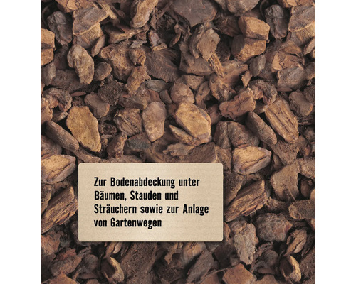Rindenmulch zur Bodenabdeckung unter Bäumen und Sträuchern sowie zur Anlage von Gartenwegen