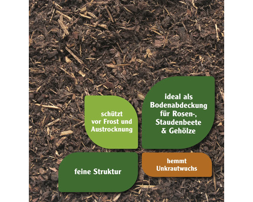 Nahaufnahme von Rindenmulch als Bodenabdeckung