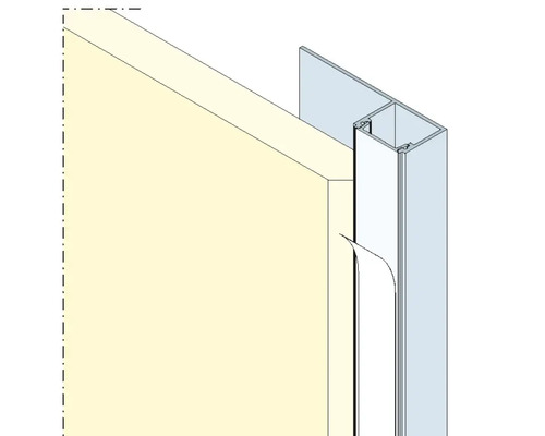 Schema einer Duschkabinenbefestigung an einer Wand