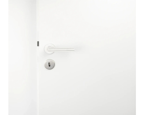 Weiße Innentür mit Türgriff und Schloss