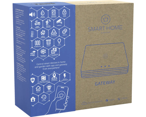 Smart Home Gateway Verpackung von Hornbach zur Steuerung von Geräten im Haus und Garten