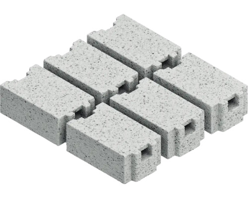 Sieben graue Porenbetonsteine mit Nut und Feder