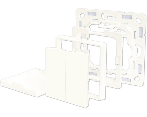 Einfache Schalterserie mit Rahmen, Wippe und Trägerrahmen für die Elektroinstallation