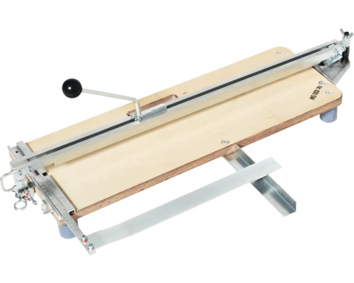 Fliesenschneider mit Holzbasis und Metallführung