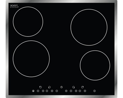 Schwarzes Glaskeramikkochfeld mit vier Kochzonen