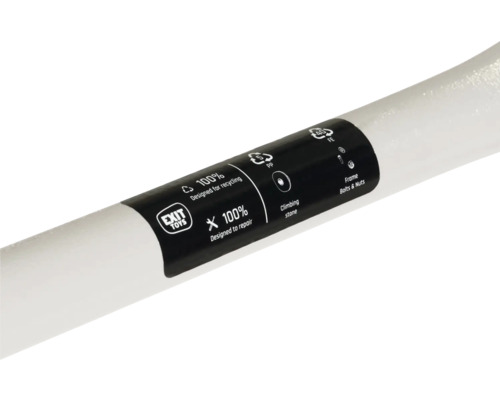 Produktinformationen: 100 Prozent recyclingfähig, 100 Prozent reparaturfreundlich, Kletterstein, Rahmen, Schrauben und Muttern