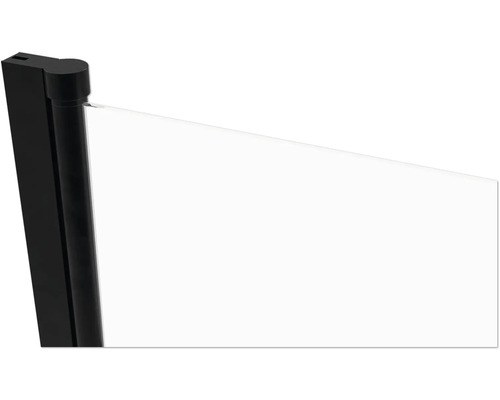 Seitenmarkise mit schwarzem Rahmen und weißem Stoff
