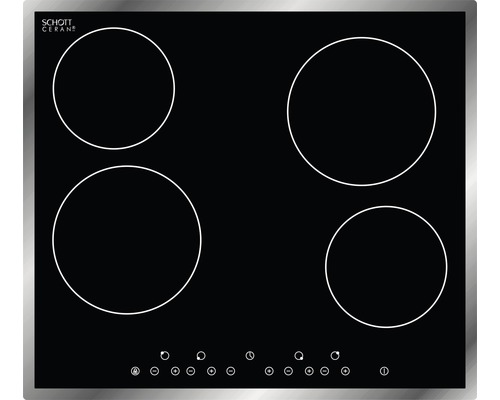 Schwarzes Glaskeramikkochfeld mit vier Kochzonen