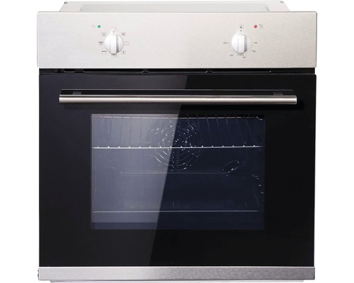 Edelstahl Einbaubackofen mit Sichtfenster und Drehreglern
