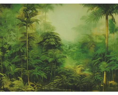Fototapete Vlies 39705-1 Jade 2 Dschungel grün 7-tlg. 371 x 280 cm Dichte Vegetation mit Palmen und tropischen Pflanzen