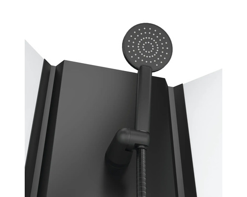 Schwarze Handbrause mit Duschpaneel