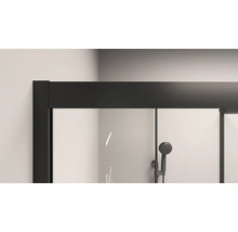 Eckeinstieg mit Gleittür/Schiebetür Aurlane Factory Black Eclipse 90 x 90 x 200 cm Profil schwarz Klarglas Reversibel