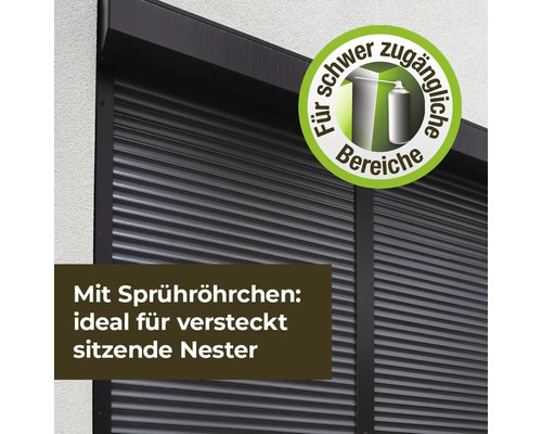 Rollladen mit Hinweis auf Sprührohr für schwer zugängliche Bereiche