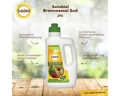 Solabiol Brennnessel Sud zur Stärkung von Pflanzen in einer 1 Liter Flasche