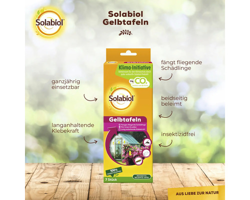 Solabiol Gelbtafeln Packung zur Schädlingsbekämpfung ganzjährig einsetzbar, beidseitig beleimt und insektizidfrei.