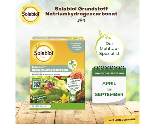 Solabiol Natriumhydrogencarbonat zur Unterstützung der natürlichen Mehltau Abwehr, Anwendungszeitraum April bis September