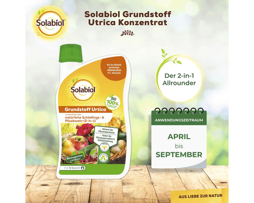 Solabiol Grundstoff Utrica Konzentrat zur Schädlings- und Pilzabwehr, Anwendungszeitraum April bis September