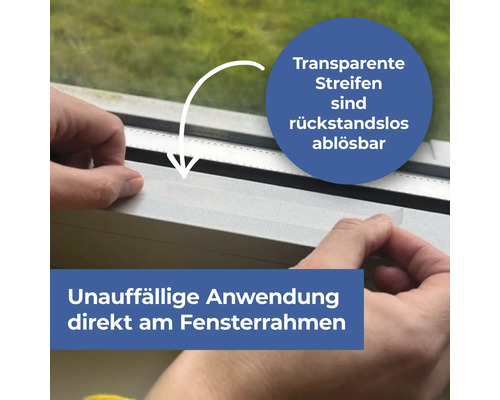 Anwendung von transparentem Klebeband am Fensterrahmen