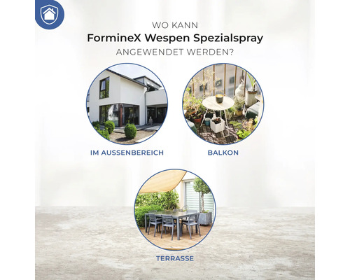 Forminex Wespenspray Anwendungsbereiche: Außenbereich, Balkon und Terrasse