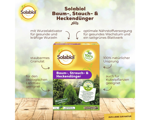 Solabiol Baum-, Strauch- und Heckendünger Packung für optimales Nährstoffwachstum und kräftige Wurzeln