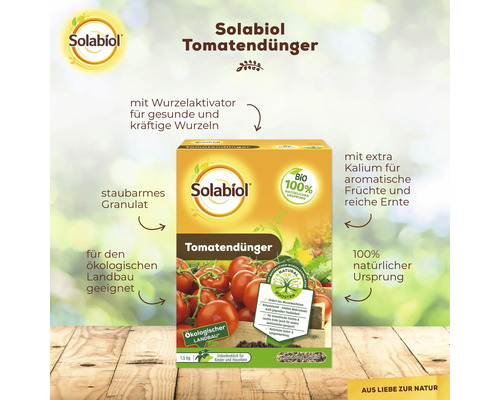 Solabiol Tomatendünger für gesunde Wurzeln, aromatische Früchte und reiche Ernte, geeignet für den ökologischen Landbau