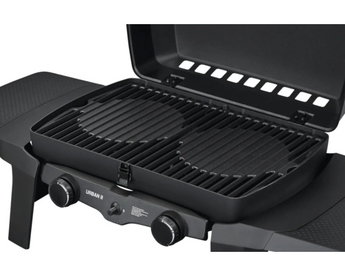 Gasgrill mit offenem Deckel und Grillrost