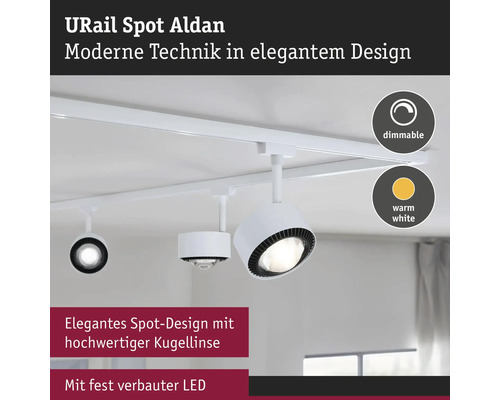 URail Spot Aldan an einem Schienensystem mit Dimmbar und warmweissem Licht