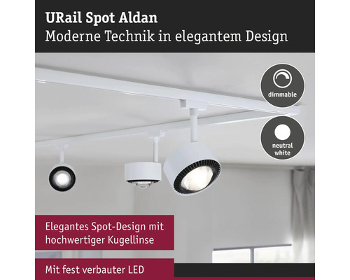 URail Schienensystem mit mehreren weißen LED-Spots, dimmbar und neutralweiß