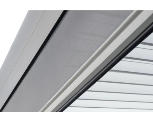 Detailansicht eines Insektenschutzgitters in einem Fensterrahmen